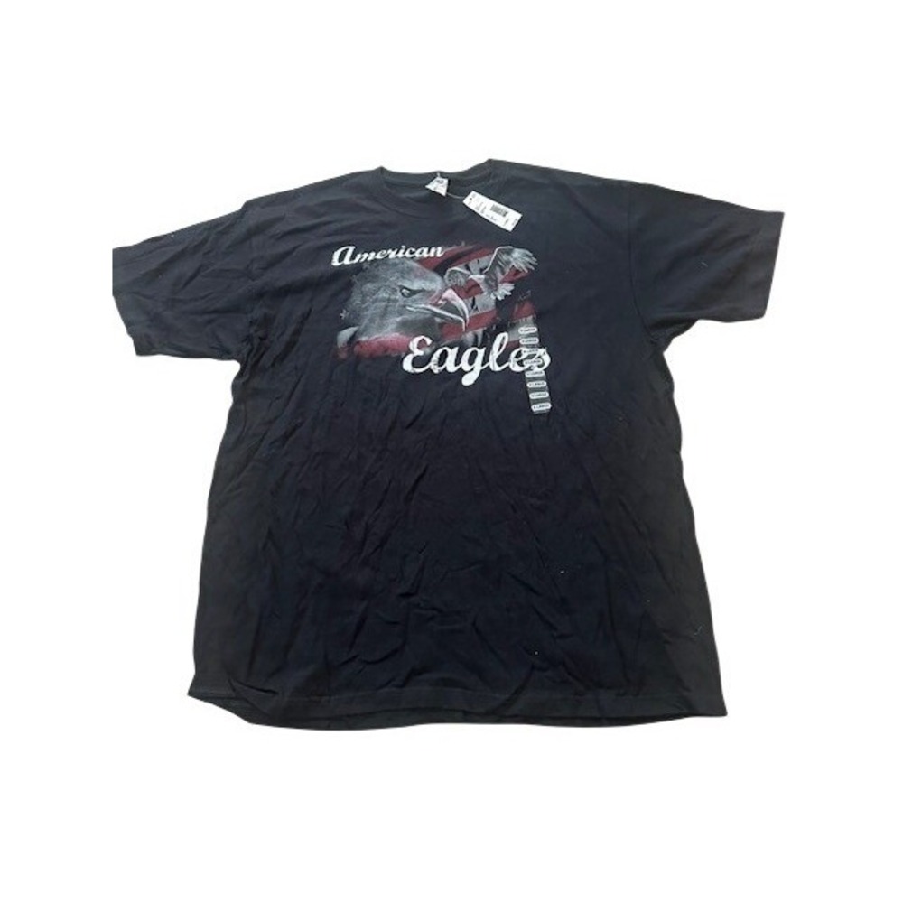 Anvil Mens American Eagles Flag Graphic T-Shirt Black XL New NWT 1695 Knits